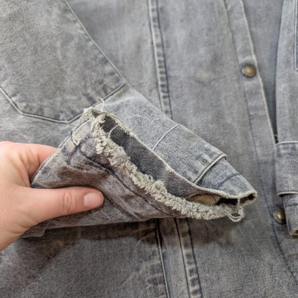 Vintage The Australian Outback Collection grey Denim Duster Jacket Women Small - Picture 14 of 15